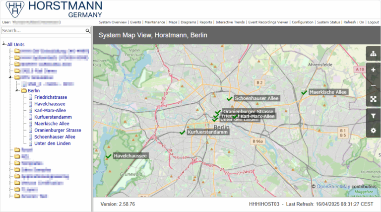 Map view of the iHost software
