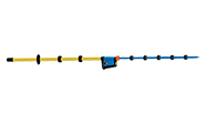 Einzelne gelb-blaue Stange, diagonal geteilt in eine gelbe und eine blaue Hälfte