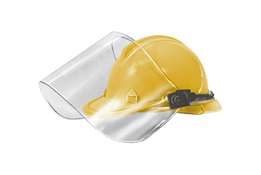 gelber Schutzhelm mit Visir