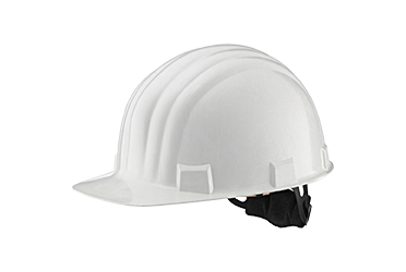 Weißer Schutzhelm mit Visir