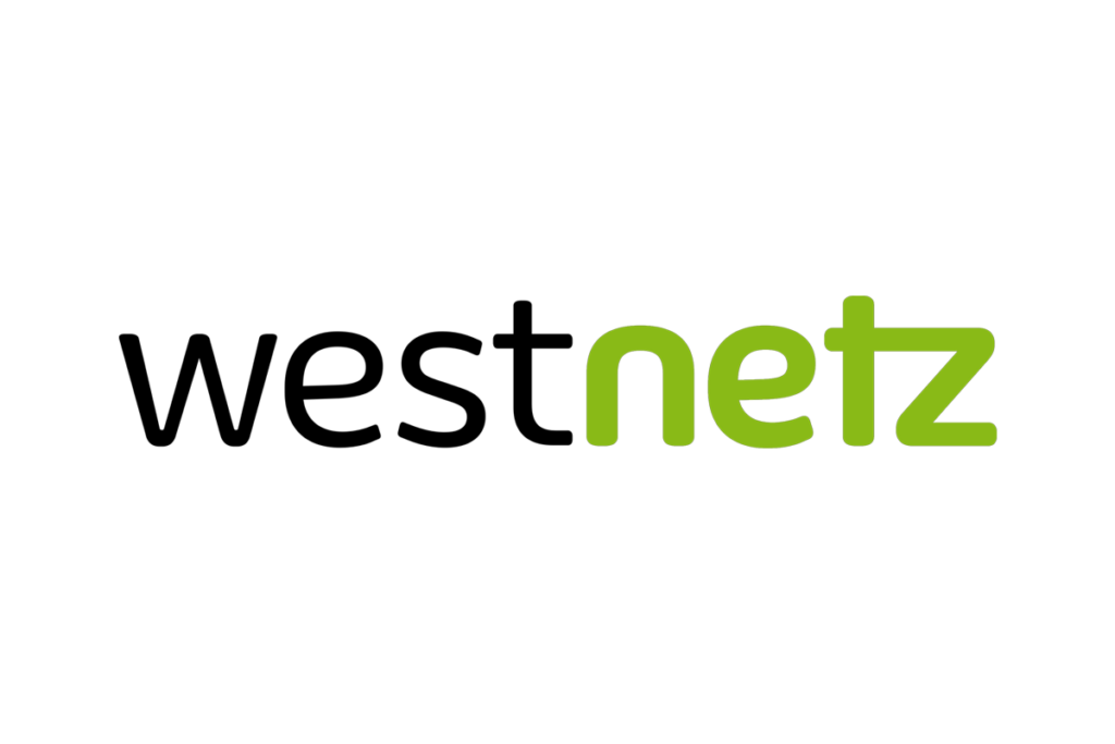 Kundenlogo der Westnetz, mit einem schwarz-grünen Schriftzug auf weißem Hintergrund
