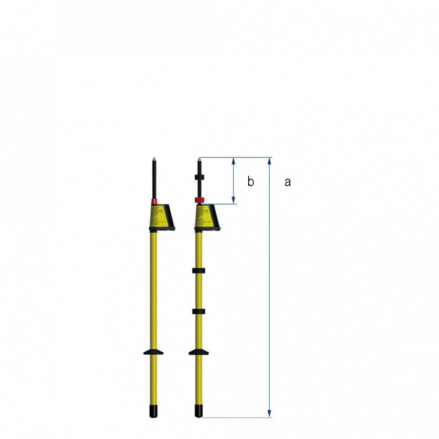 Two short rods as voltage detectors Comet, which have a yellow handle and a small contact tip at the end
