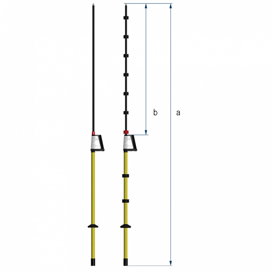 Two long rods as voltage detectors Comet BS-I_BS-A, which have a yellow handle and a small contact tip at the end
